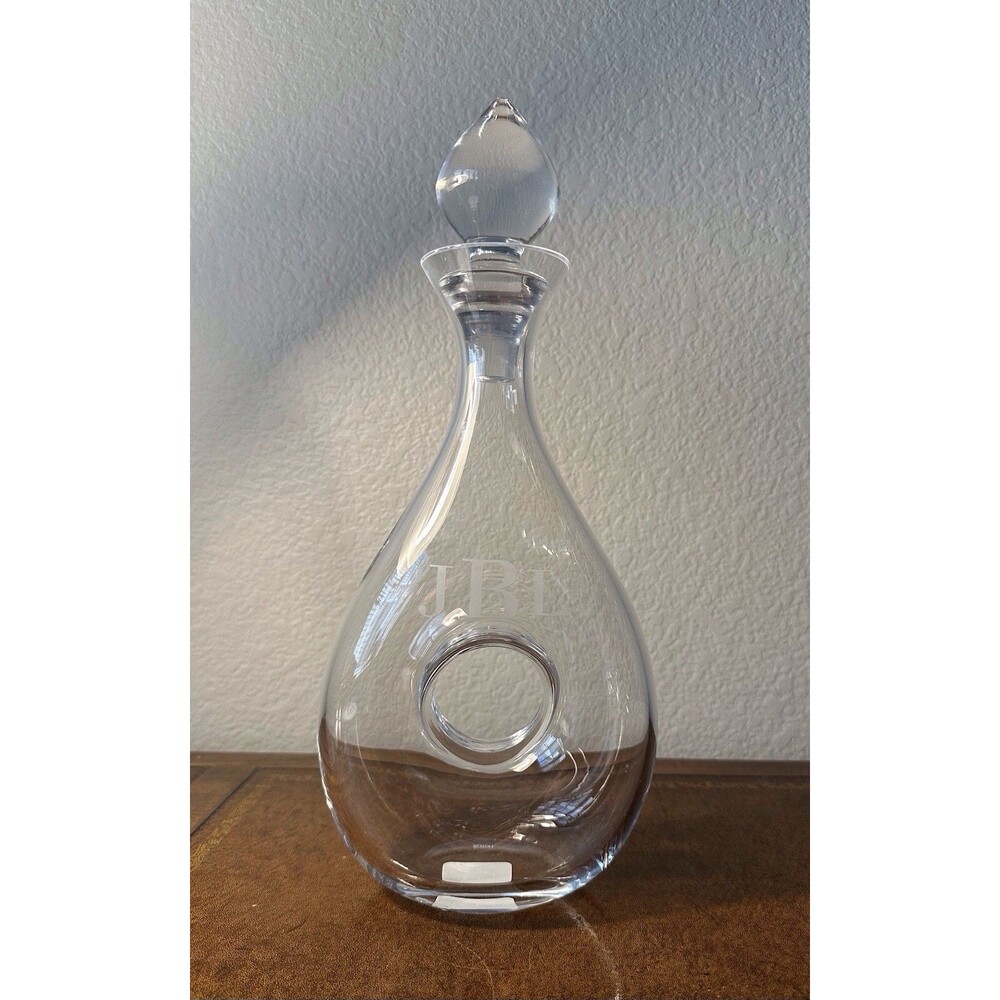 LENOX TUSCANY CLASSICS CRYSTAL DECANTER w/Stopper 32oz Initials JBL Center Hole